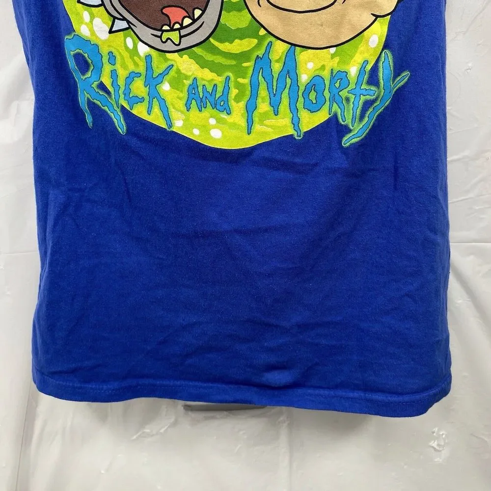 Rick & Morty Men's Small Blue Short Sleeve Adult Swim Cartoon Graphic T Shirt - Picture 4 of 9